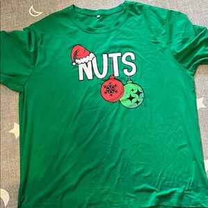 Green NUTS print Christmas Graphic T-Shirt NEW